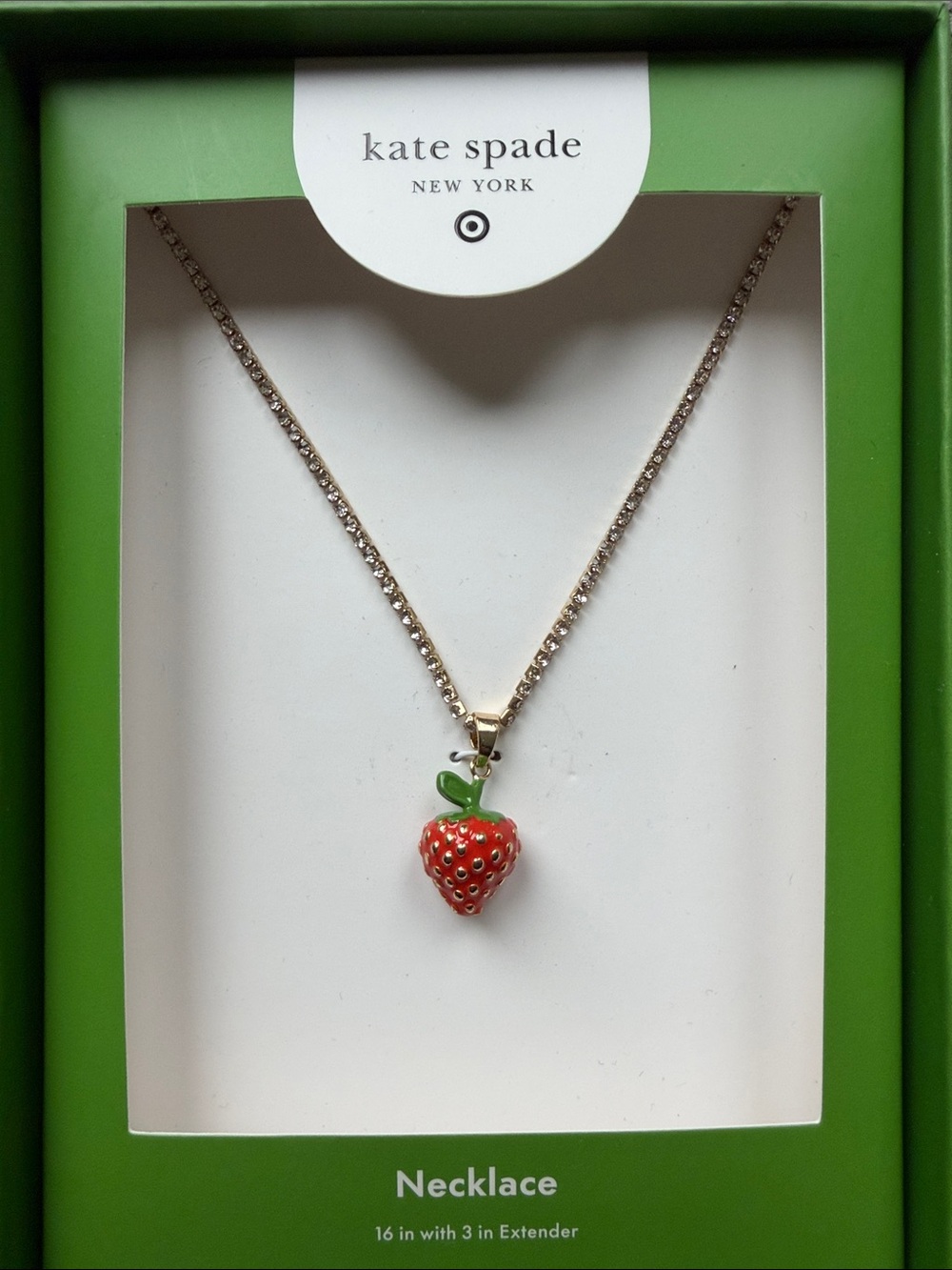 NWT kate spade red and green strawberry charm necklace